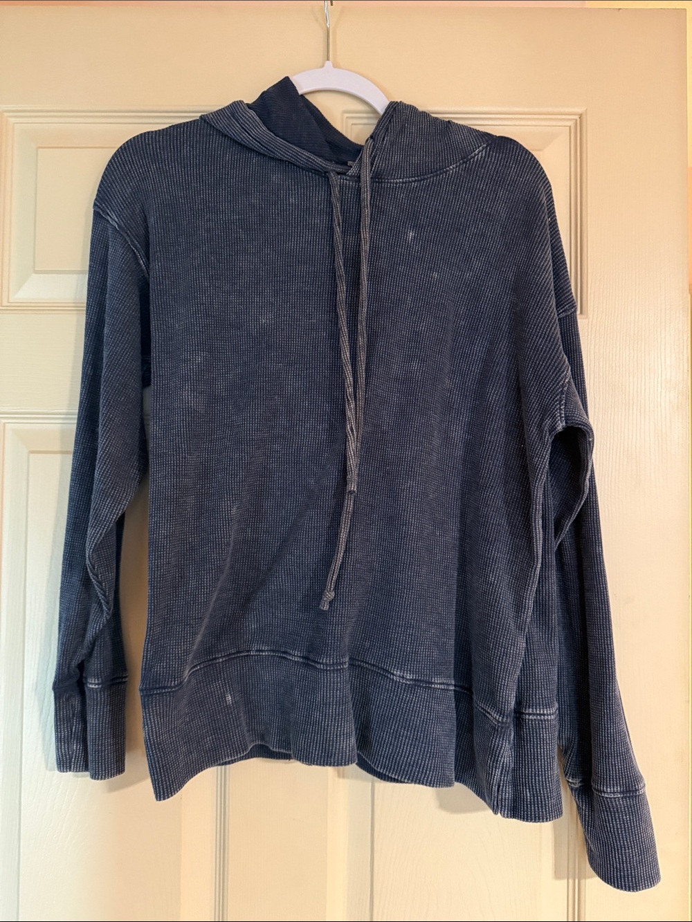 Natural Reflections Women's Navy Washed Crewneck Hooded Sweater